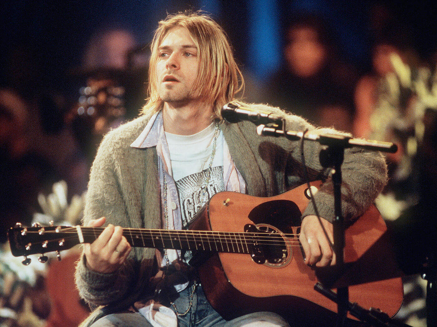 Kurt Cobain during the taping of MTV Unplugged in 1993, photo by Frank Micelotta Archive/Getty Images